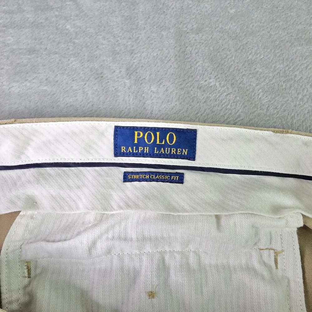 Polo‎ Ralph Lauren Mens Stretch Classic Fit Chino Khaki Pants 35x30 Tan Trousers